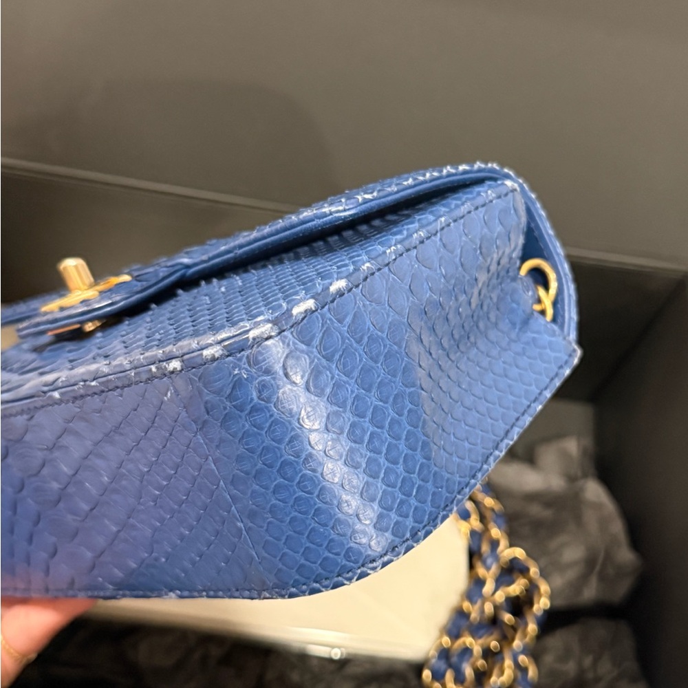 Chanel Blue Python Classic Flap Bag Mini Rectangu… - image 4